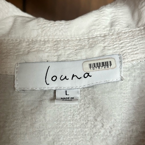 RTR Louna Tie Back Top White Ivory Textured Collared Long Sleeve Size Large - Picture 6 of 9